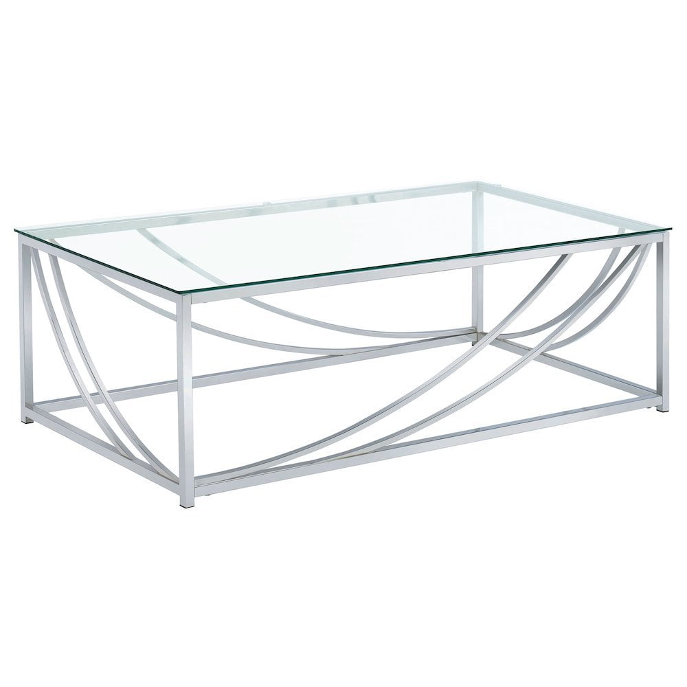 FurniFact Elegant Rectangular Coffee Table, Chrome Accents, Smooth — free download
