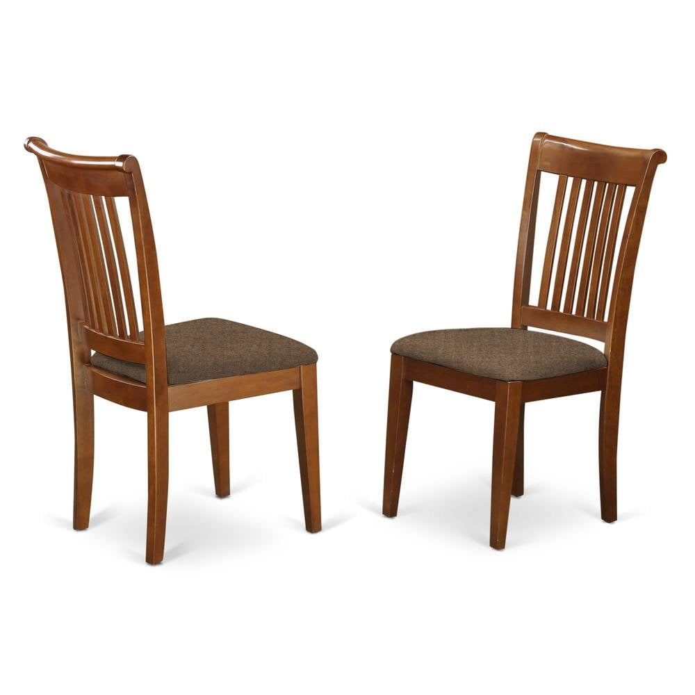 Saddle Brown Solid Wood Slat Back Dining Chairs, Set of 2
