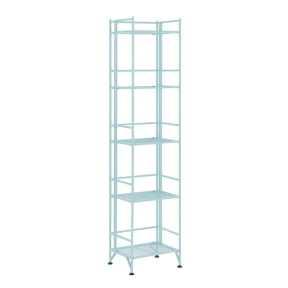 FurniFact Folding Metal Shelf, Sea Foam, 5 Tier, Storage, Easy Assembly