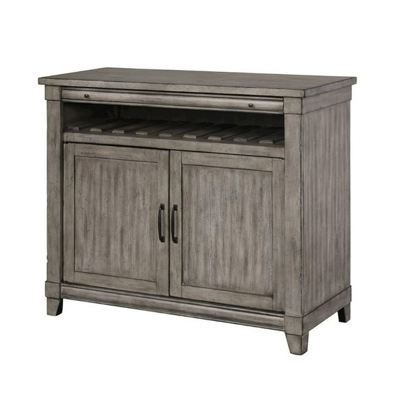 FurniFact Gray Console Table with Storage  Rustic Bar Cabinet for Living Room Use