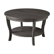 FurniFact Gray Round Coffee Table with Shelf and Modern Design for Living Room