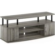 FurniFact Grey 50 Inch TV Stand,Three Open Shelves and Two-Door Storage Modern TV Console