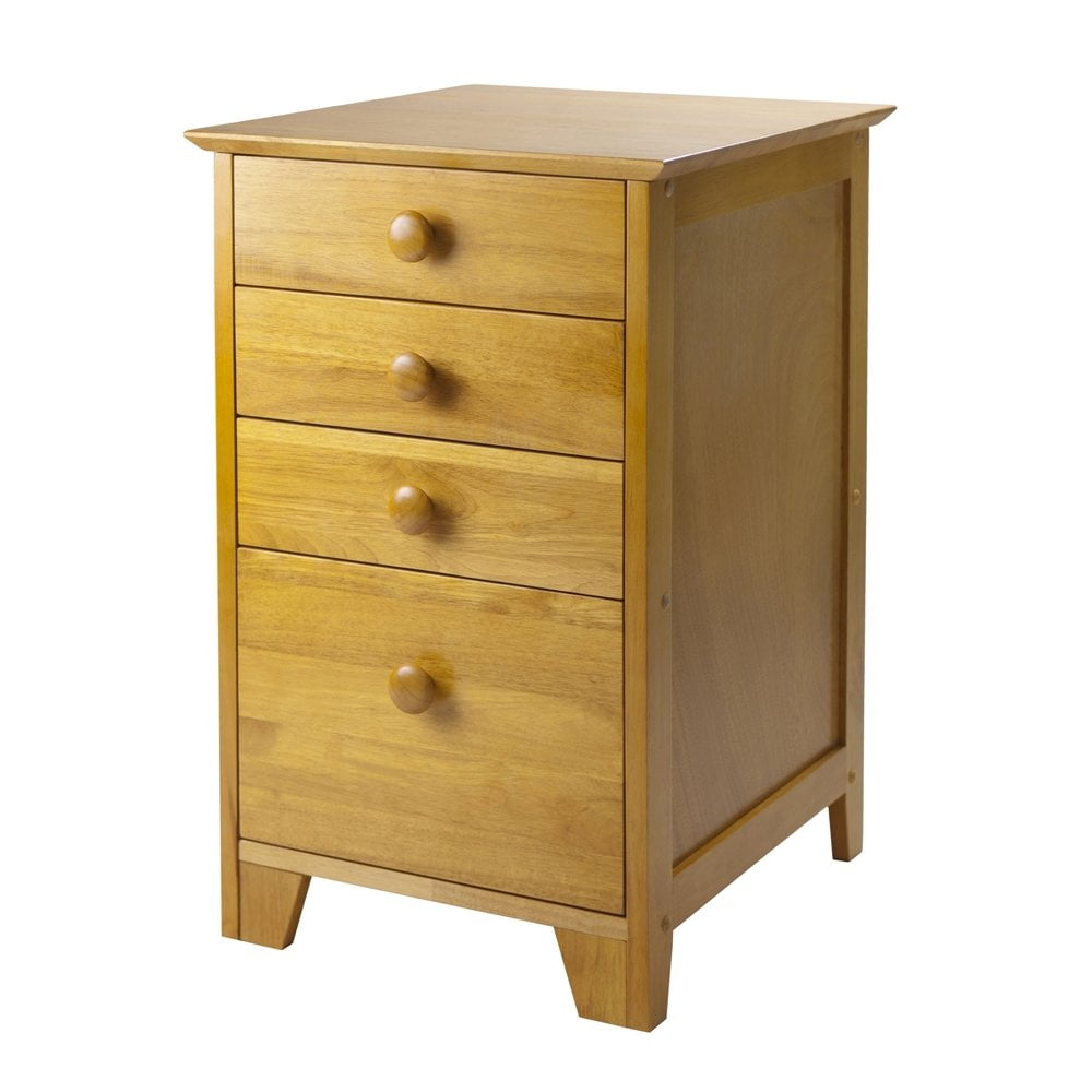 FurniFact Honey Wood Filing Cabinet – 4 Drawer Vertical File Cabinet for Home