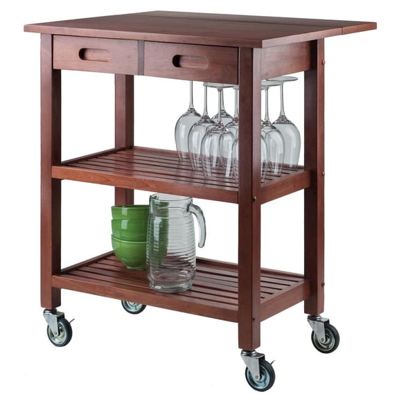 FurniFact Kitchen Cart with Drop Leaf Extension, Slatted Shelf, Locking Casters