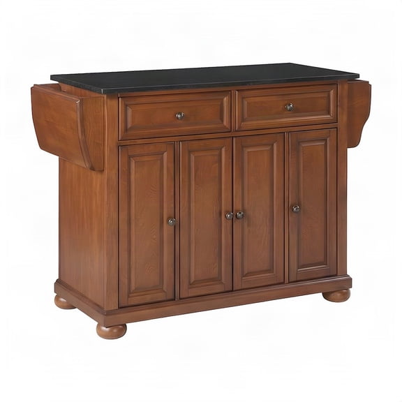 FurniFact Kitchen Island with Granite Top, Cherry