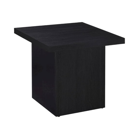 FurniFact Modern Square End Table, Black Laminate Veneer, Scratch-Resistant