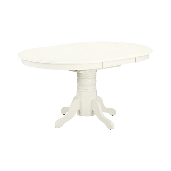 FurniFact Oval Dining Table, Linen White, Butterfly Leaf, Solid Wood Pedestal