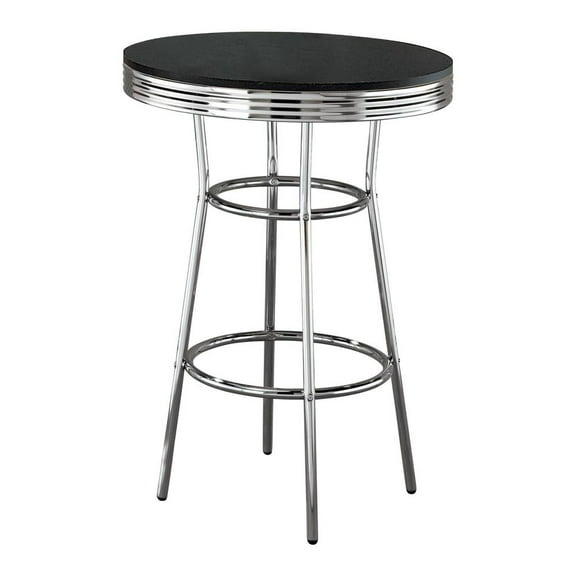 FurniFact Round Bar Table with Chrome Base, Pub Table for Kitchen and Dining