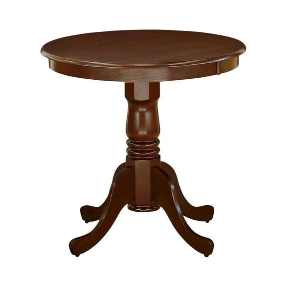 FurniFact Round Dining Table, Pedestal Base, Mahogany, Mid-Century, Solid Wood
