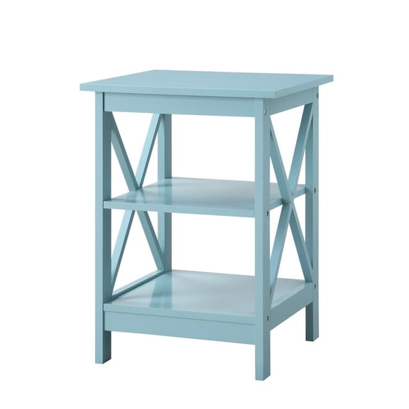FurniFact Sea Foam Blue End Table with Shelves for Storage and Stylish Decor