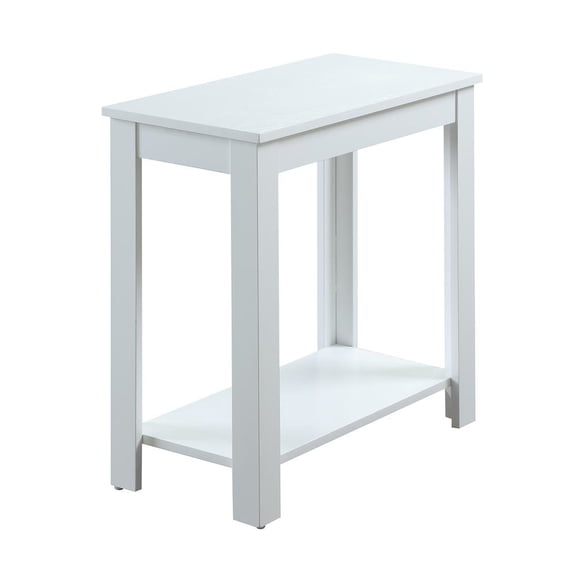 FurniFact Slim Chairside Table, White, Bottom Shelf, Easy Setup