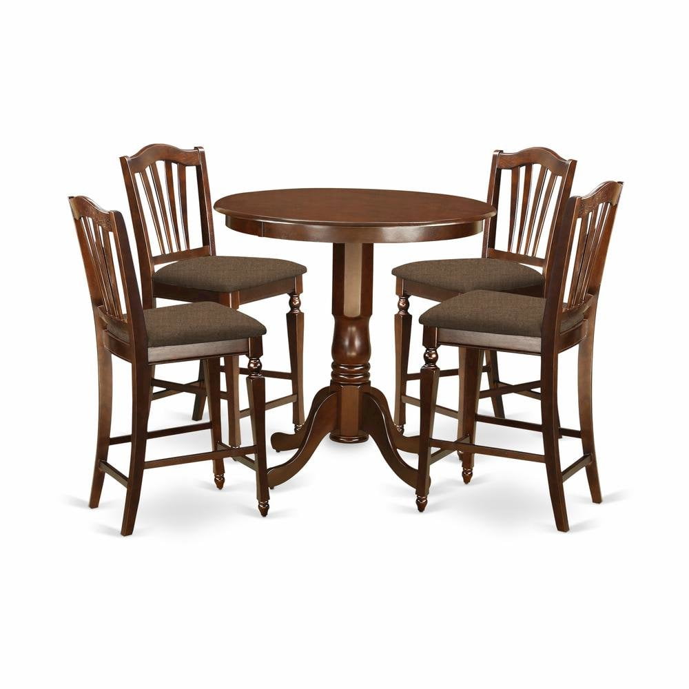 FurniFact Solid Wood 5 Piece Counter Height Dining Set with Table and 4 ...