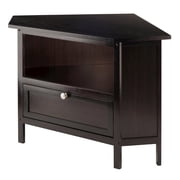 FurniFact Solid Wood Corner TV Stand With Storage Flip Down Door And Open Shelf