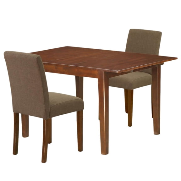 FurniFact Solid Wood Drop Leaf Dining Table and Chairs for Small Spaces, Brown