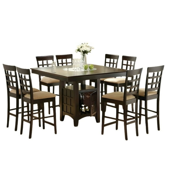 FurniFact Square 51-Inch Dining Table Set for 8, Brown Dining Room Set, 9 Piece