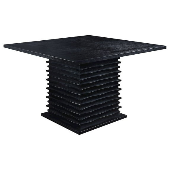 FurniFact Square Counter Height Dining Table, Black Wood Pedestal Base, Kitchen