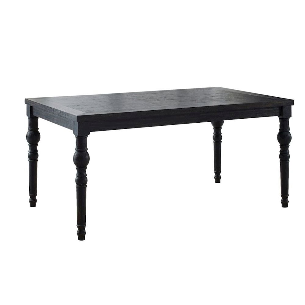 FurniFact Traditional Black Wooden Dining Table with Turned Legs for Kitchen Use
