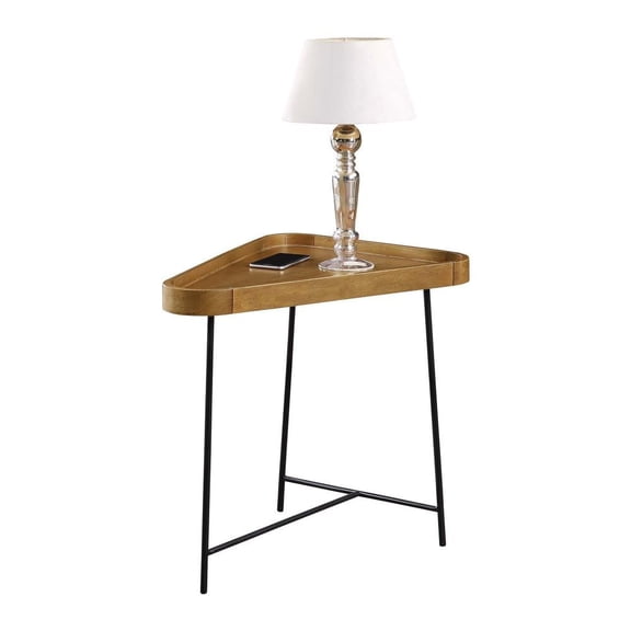 FurniFact Triangle End Table, Driftwood, Hairpin Legs, Modern Accent