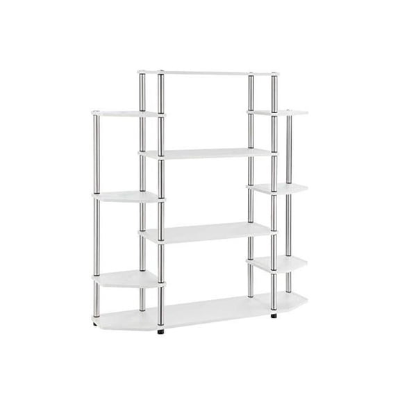 FurniFact Wall Unit Bookshelf with 10 Tiers, White Finish, No Tools Required