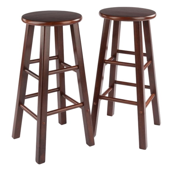 FurniFact Walnut Solid Wood Counter Height Bar Stools Set of 2, Bar Stools, Kitchen Island