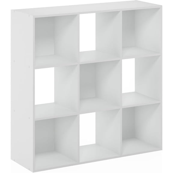 FurniFact White Engineered Wood 9 Cube Storage Organizer with Modern Storage Cubes