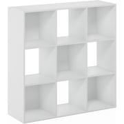 FurniFact White Engineered Wood 9 Cube Storage Organizer with Modern Storage Cubes
