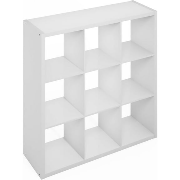 FurniFact White Engineered Wood 9 Cube Storage Organizer with Open Back Modern Design
