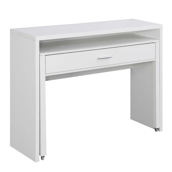 FurniFact White Office Desk with Sliding Drawer, Riser, and Spacious Honeycomb Design