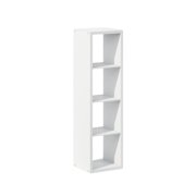 FurniFact White Wood 4 Cube Storage Organizer with Open Back Vertical Cube Storage