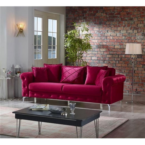 Furnia 101-RIV-BYB17-3 35 x 93 x 33 in. Riva 3 Seat Sofa, Burgundy