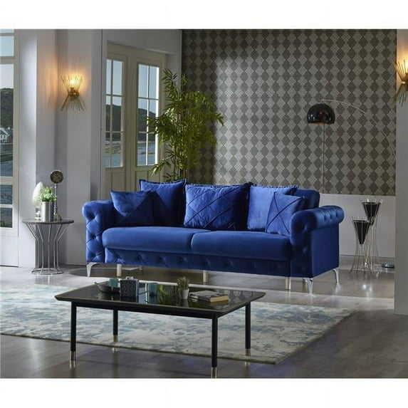 Furnia 101-RIV-BYB24-3 35 x 93 x 33 in. Riva 3 Seat Sofa, Dark Blue