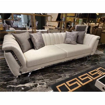 Furnia 101-ROM-CREAM-3 35 x 90 x 40 in. Roma 3 Seat Sofa, Cream
