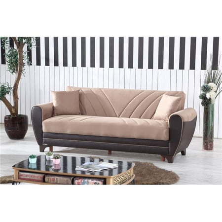 Furnia HD-10AS-LEY-NR87-3 35 x 86 x 27 in. Leydi Convertible Sleeper Sofa, Brown
