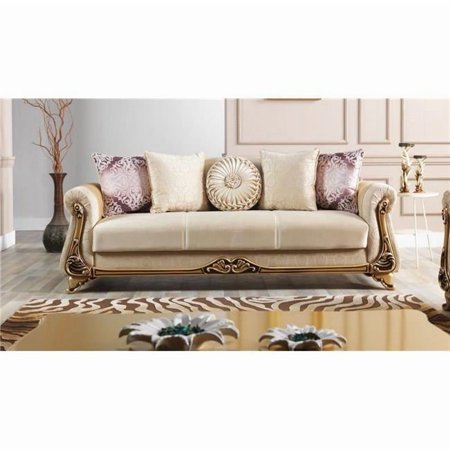 Furnia HD-10EL-HAR-STARHAKI-3 35 x 89 x 39 in. Harmony Convertible Sleeper Sofa, Beige