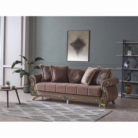 Furnia HD-10ELF-KAR-SOFT22-3 33 x 88 x 38 in. Karizma 3 Seat Sleeper, Brown