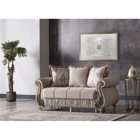 Furnia MD-10ELF-RUS-97499-2 33 x 64 x 38 in. Rustik Convertible Loveseat Sleeper, Beige
