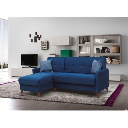 Furnia MD-15AS-EYL-ROWH15-2L 33 x 71-44 x 32 in. Eylul Living Room Chaise Sectional Sofa, Navy