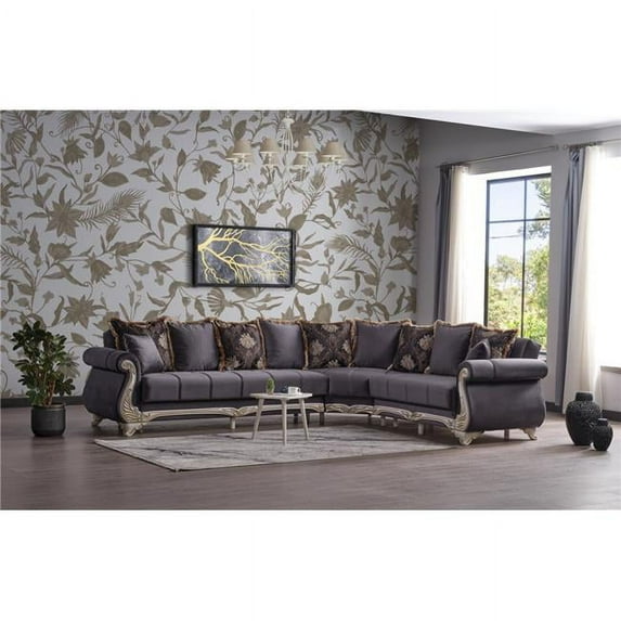 Furnia MD-15ELF-KAR-SOFT32-S 33 x 131-108 x 40 in. Karizma Living Room Sectional, Anthracite