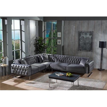 Furnia Y-ROL-BYB27-5 33 x 125 x 27 in. Rolex Sectional, Grey