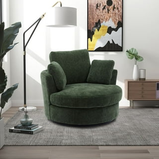 Sofeim 42.2W Swivel Accent Barrel Chair and Half with Chenille Upholstered  Half Crescent Moon Storage Bench Large Ottoman,Suitable For Living Room