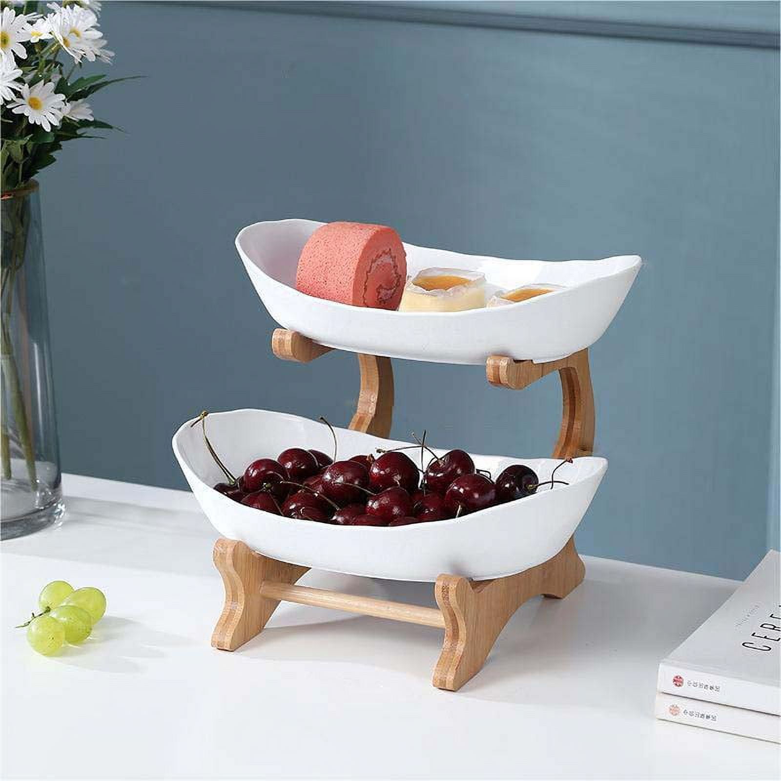 Furnian Fruit Bowl, 3 Tier Decorative Modern Fruit Basket for Kitchen Counter Mother Day Gifts - White, Size: 13.7