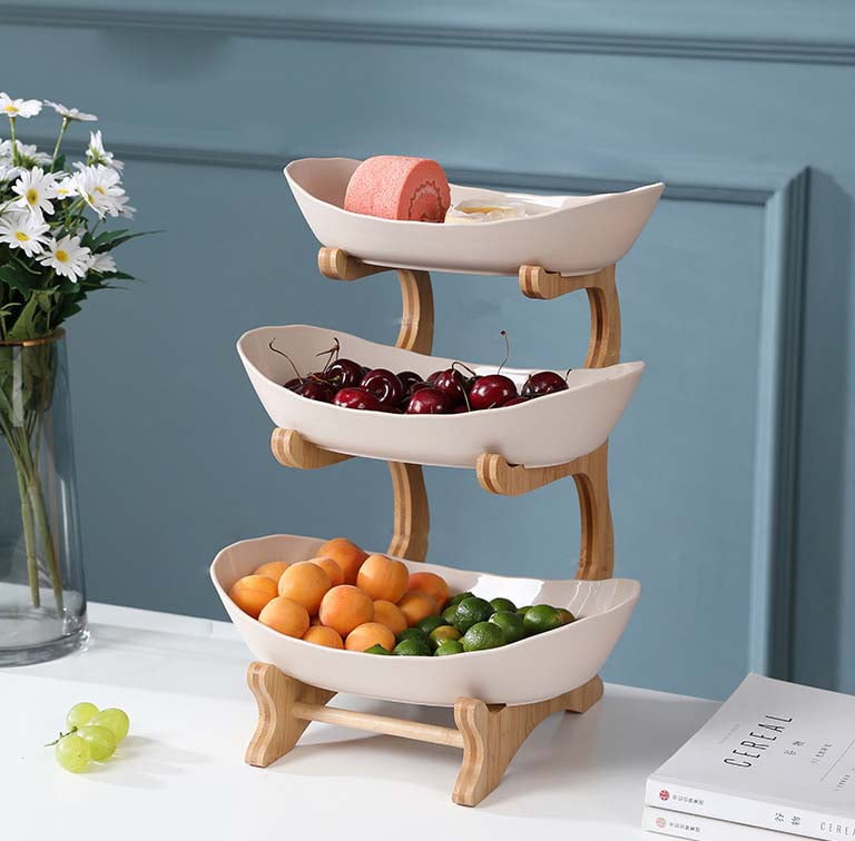 Furnian Fruit Bowl, 3 Tier Decorative Modern Fruit Basket for Kitchen