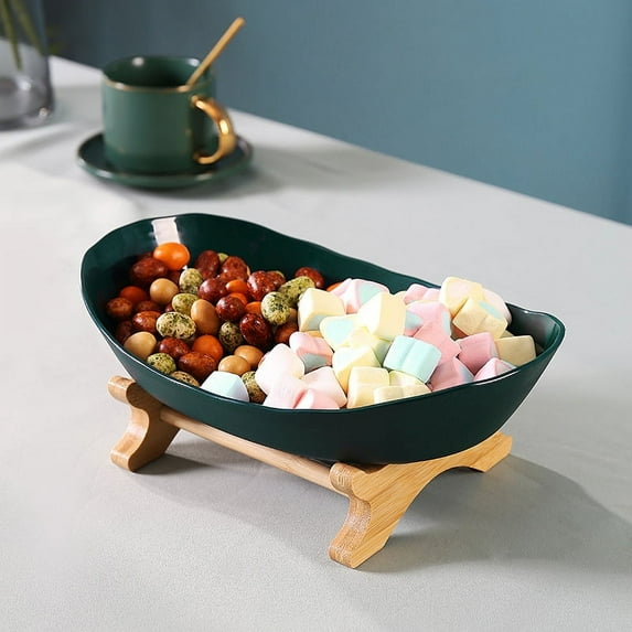 Furnian Fruit Bowl, Decorative Modern Fruit Basket for Kitchen Counter Cake Snacks Storage Mother Day Gifts - Green