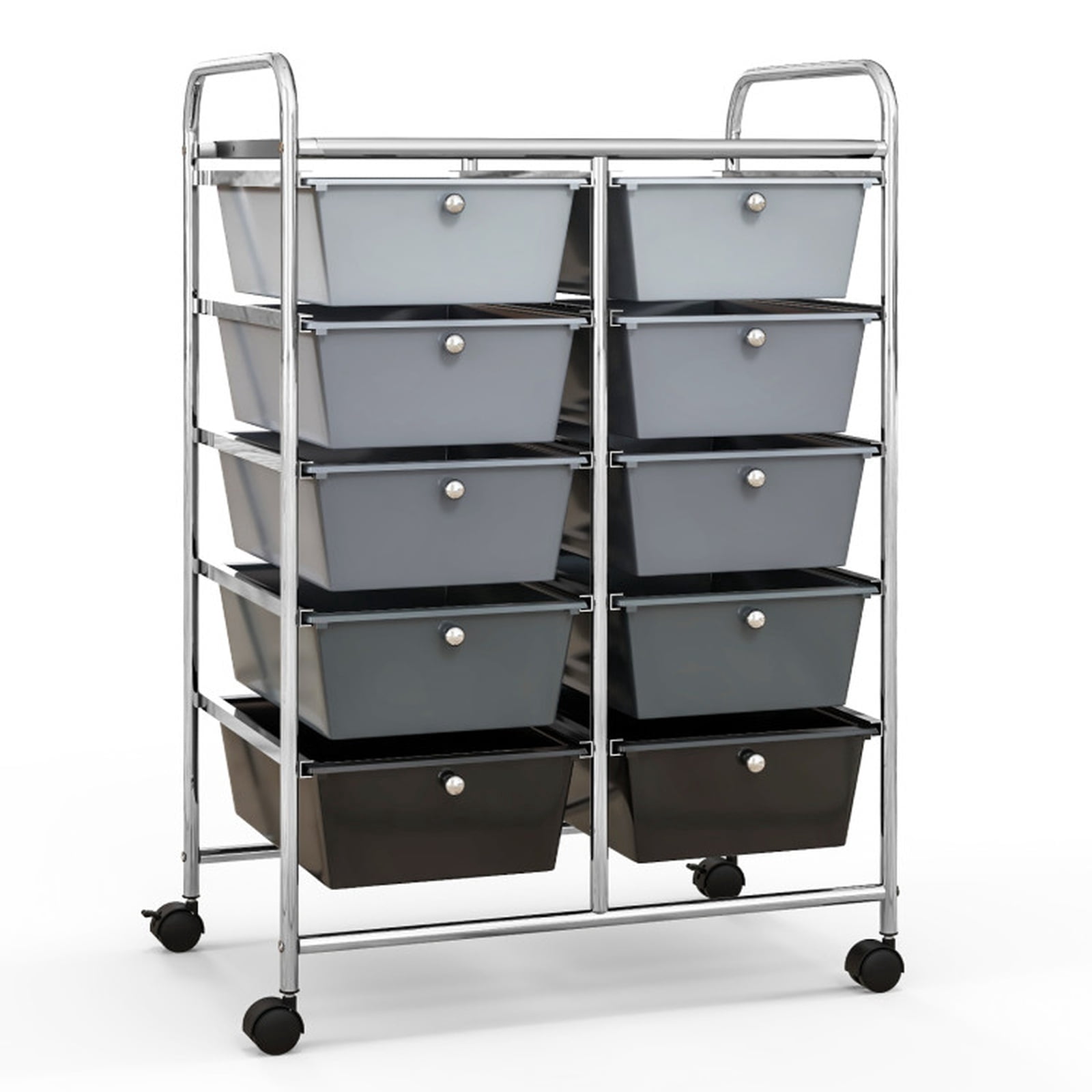 Furnibear 10-Drawer Rolling Storage Cart Multi Organizer for Home Office Craft Room Classroom Multi Use Mobile Storage Solution, Gray