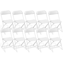 Furnibear 10 Pack Plastic Folding Chairs Foldable Chair Set, 350 lbs Capacity, White