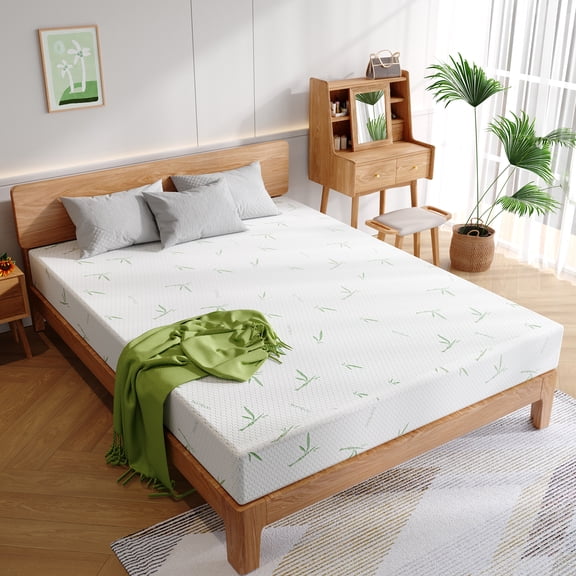 Furnibear 10" Queen Mattress, Gel Green Tea Infused Memory Foam Mattress,Adult