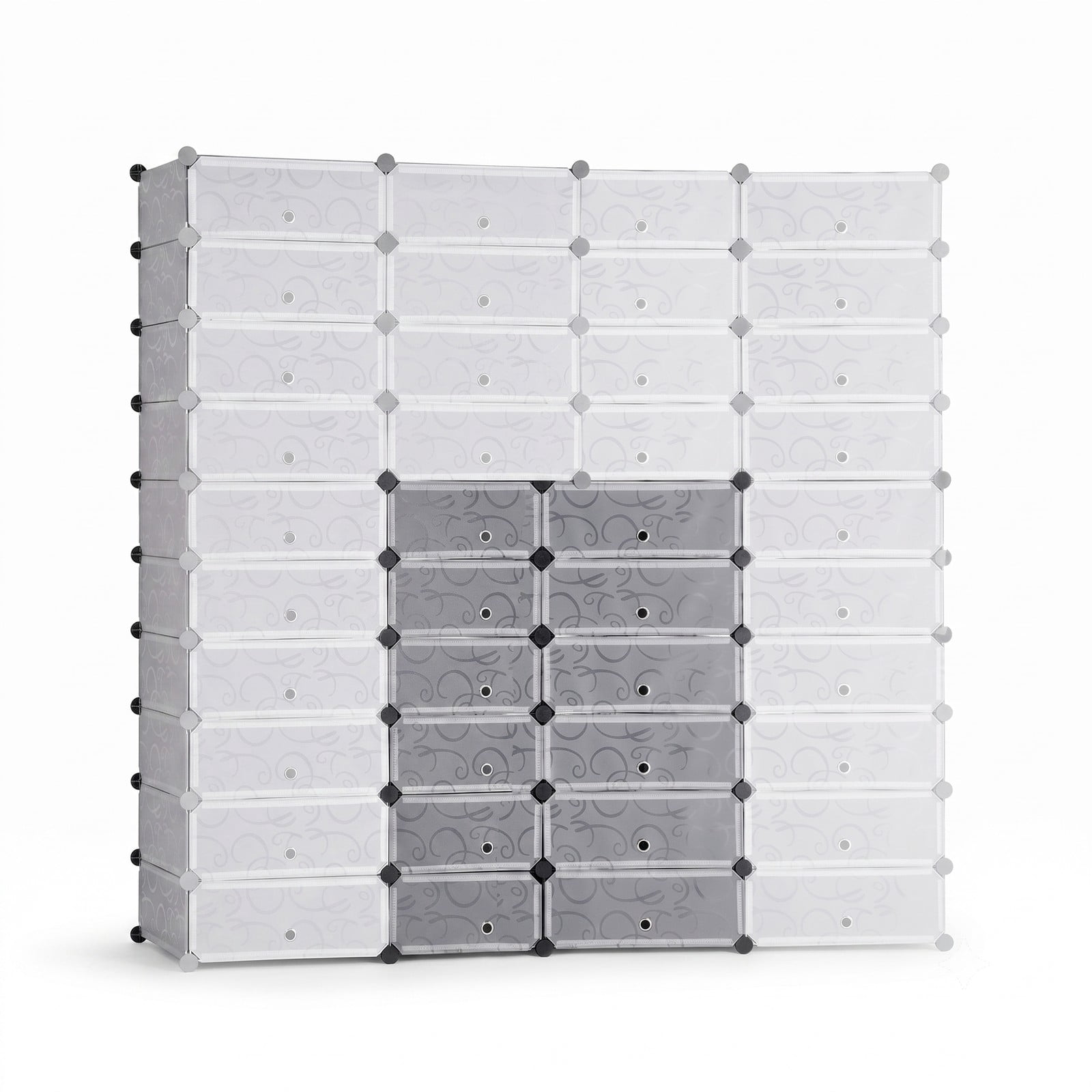 Furnibear 12-Cube DIY Shoe Rack Cabinet with Transparent Flip Doors and Ventilation Holes for Entryway Closet and Bedroom Storage, White