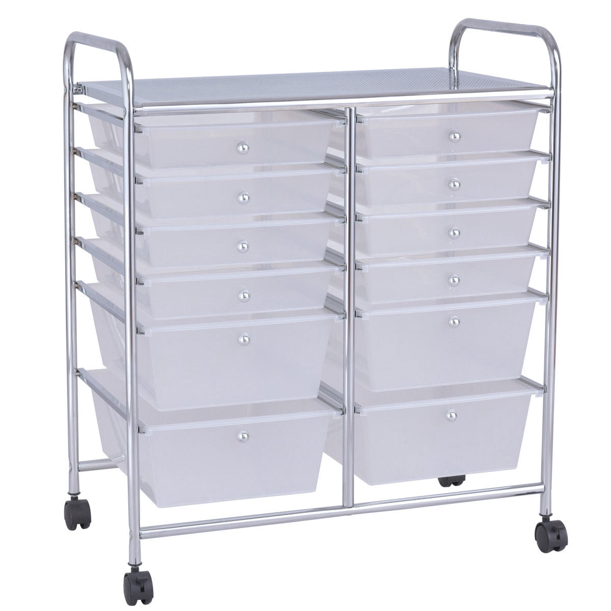 Furnibear 12-Drawer Clear Rolling Storage Cart See-Through Drawer Organizer with Locking Wheels for Crafts and Closet, Transparent