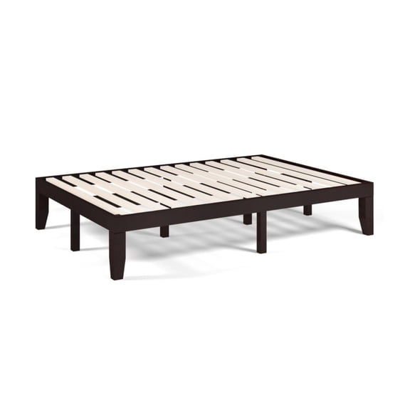Furnibear 14 Inch Full Size Wood Platform Bed Frame with Wood Slat Support for Bedroom Studio Apartments and Guest Suites, Brown