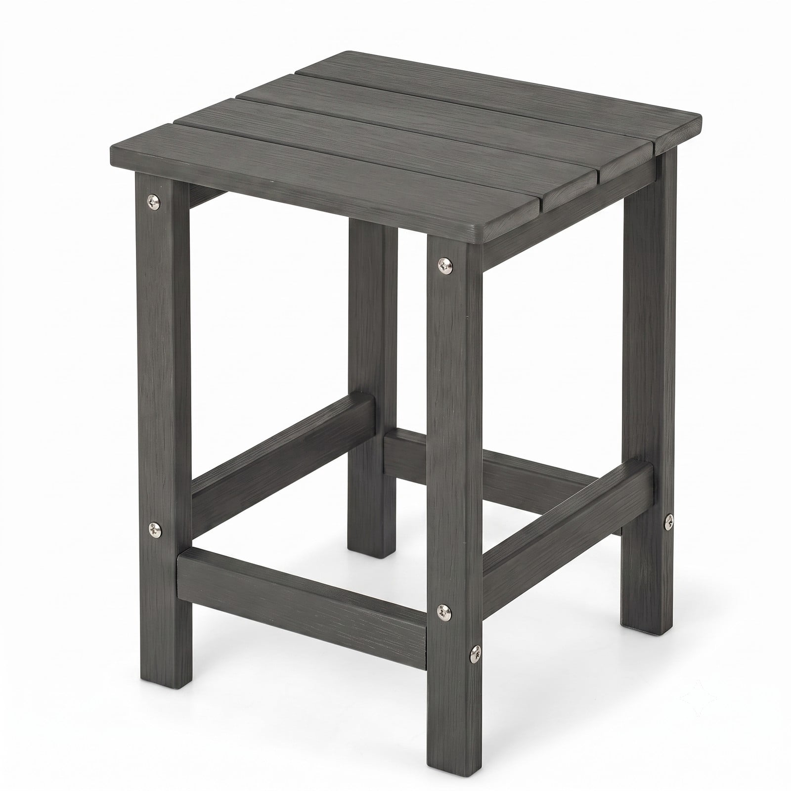 Furnibear 14 Inch Square Weather Resistant HDPE Adirondack Side Table for the Patio Porch Deck and Backyard Garden, Gray